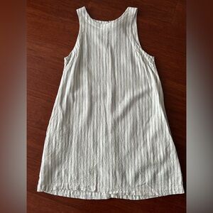 a new day Linen Sleeveless Pinstripe A-Line Dress